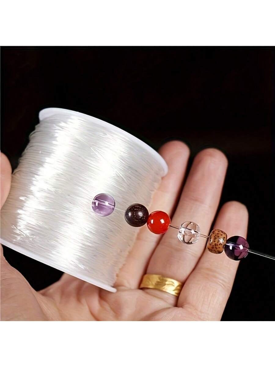 0.5-1.0mm Crystal Clear Elastic Stretchy Thread For DIY Beading, Jewelry Making, Handmade Craft Supplies- Perfect For Bracelet, Necklace, Clay Bead, Crystal String Projects- Soft