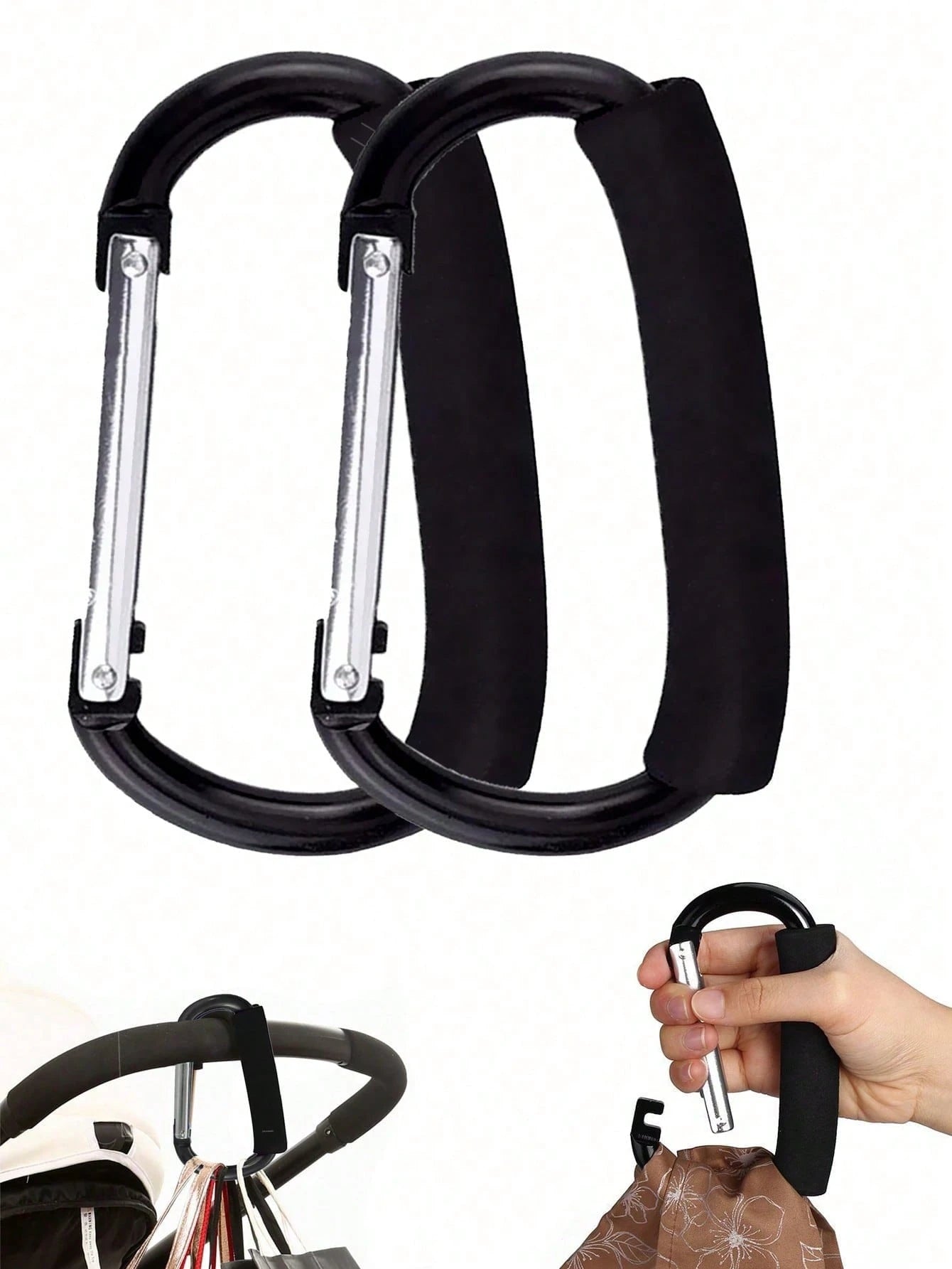 1/2/4pcs Baby Stroller Hooks, Suitable For Hanging Bags And Shopping Bags, Large Baby Stroller Accessories, Multifunctional Baby Stroller Hanging Organizer, Applicable For Travel Car Seat, Large Baby