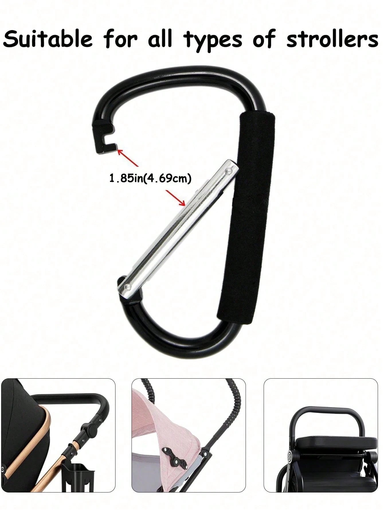 1/2/4pcs Baby Stroller Hooks, Suitable For Hanging Bags And Shopping Bags, Large Baby Stroller Accessories, Multifunctional Baby Stroller Hanging Organizer, Applicable For Travel Car Seat, Large Baby