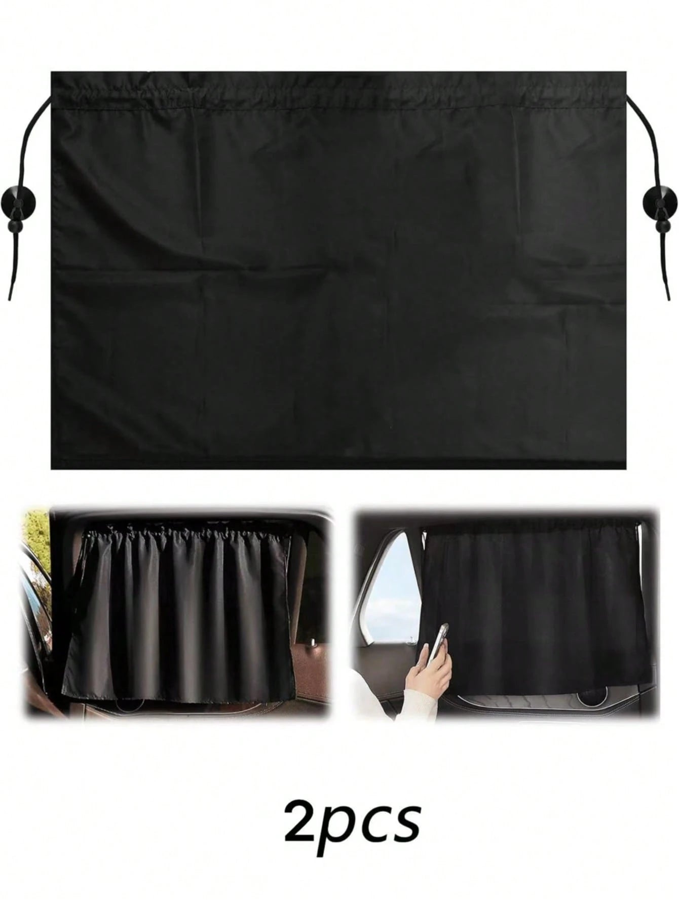 1/2/4pcs Black Matte Mesh Car Sun Shades With Suction Cups, Thickened Fabric For Heat Insulation And UV Protection, Adjustable Privacy, Lightweight And Breathable, Easy Installation, Suitable For Seda