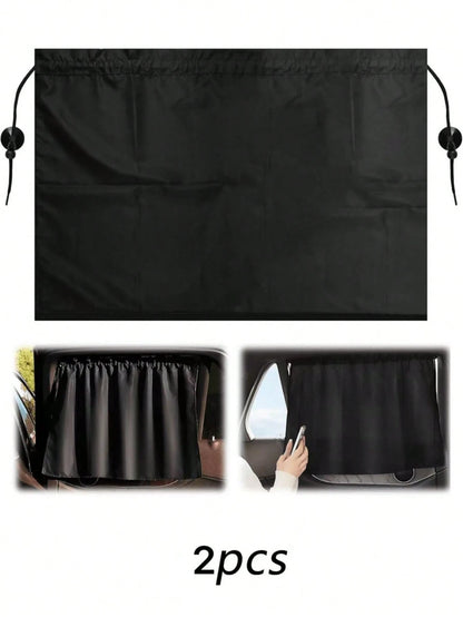 1/2/4pcs Black Matte Mesh Car Sun Shades With Suction Cups, Thickened Fabric For Heat Insulation And UV Protection, Adjustable Privacy, Lightweight And Breathable, Easy Installation, Suitable For Seda