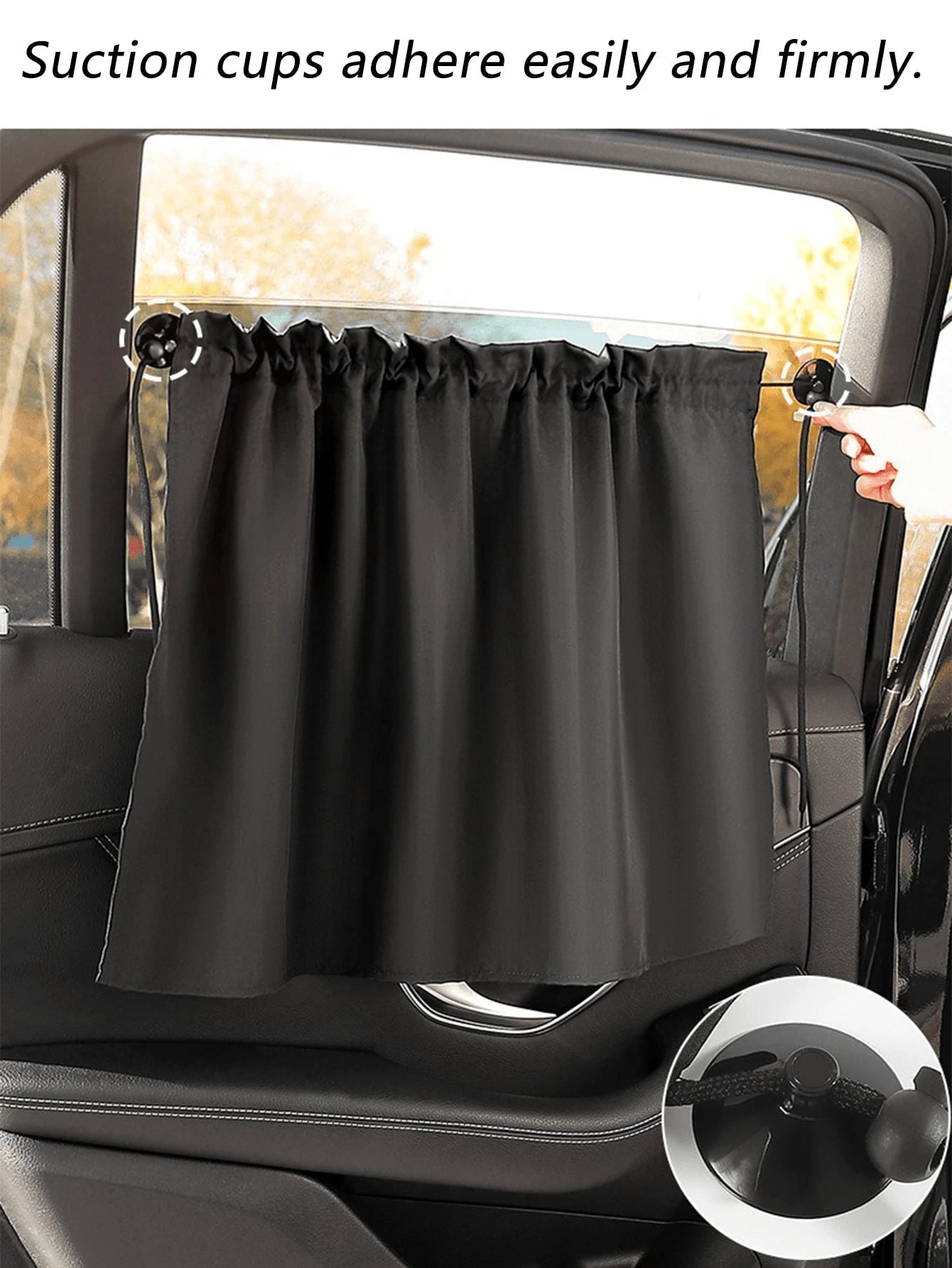 1/2/4pcs Black Matte Mesh Car Sun Shades With Suction Cups, Thickened Fabric For Heat Insulation And UV Protection, Adjustable Privacy, Lightweight And Breathable, Easy Installation, Suitable For Seda