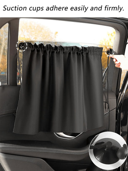 1/2/4pcs Black Matte Mesh Car Sun Shades With Suction Cups, Thickened Fabric For Heat Insulation And UV Protection, Adjustable Privacy, Lightweight And Breathable, Easy Installation, Suitable For Seda