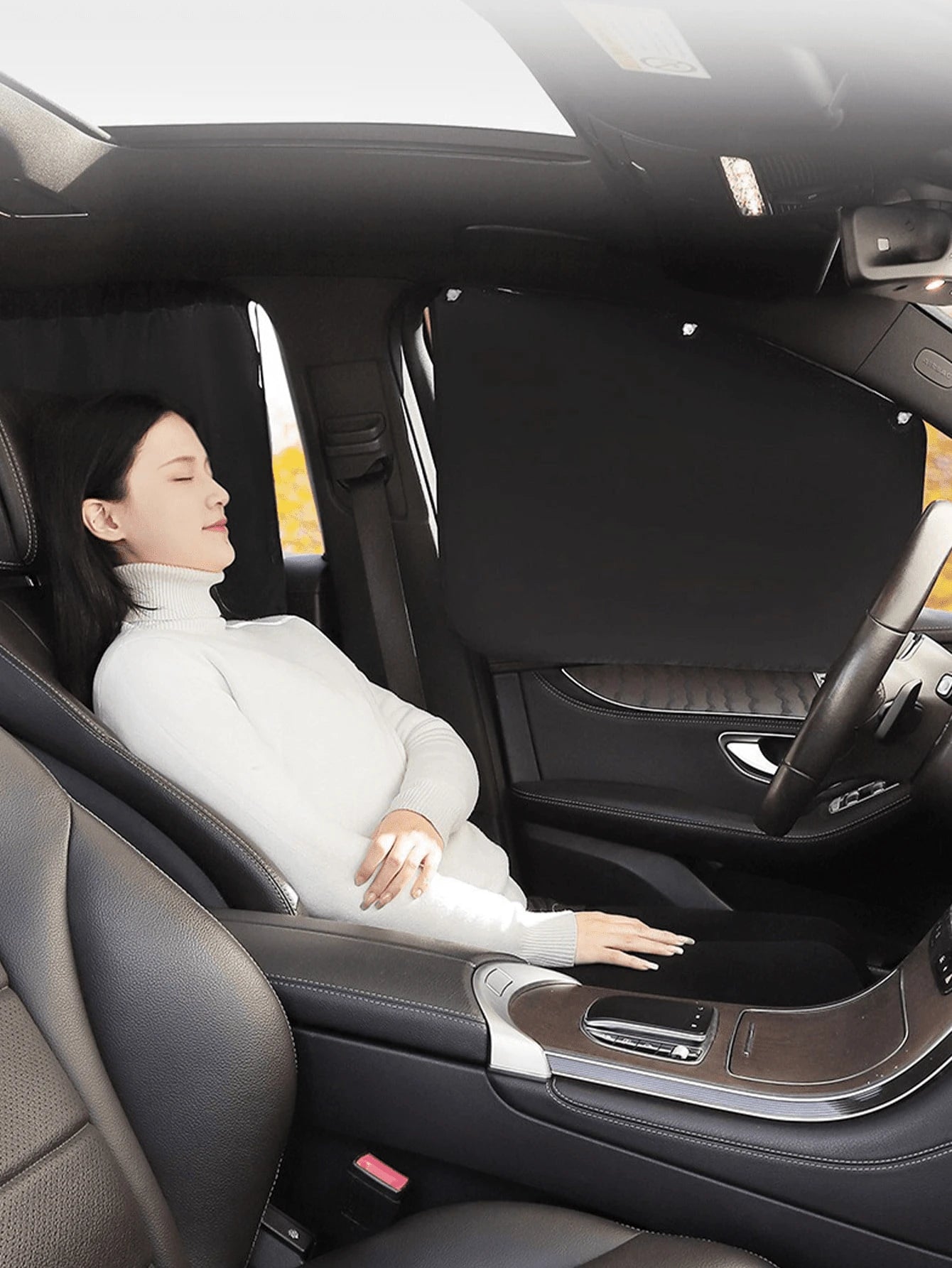 1/2/4pcs Black Matte Mesh Car Sun Shades With Suction Cups, Thickened Fabric For Heat Insulation And UV Protection, Adjustable Privacy, Lightweight And Breathable, Easy Installation, Suitable For Seda