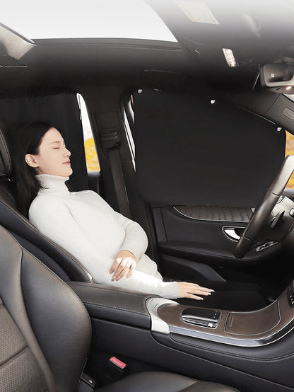 1/2/4pcs Black Matte Mesh Car Sun Shades With Suction Cups, Thickened Fabric For Heat Insulation And UV Protection, Adjustable Privacy, Lightweight And Breathable, Easy Installation, Suitable For Seda