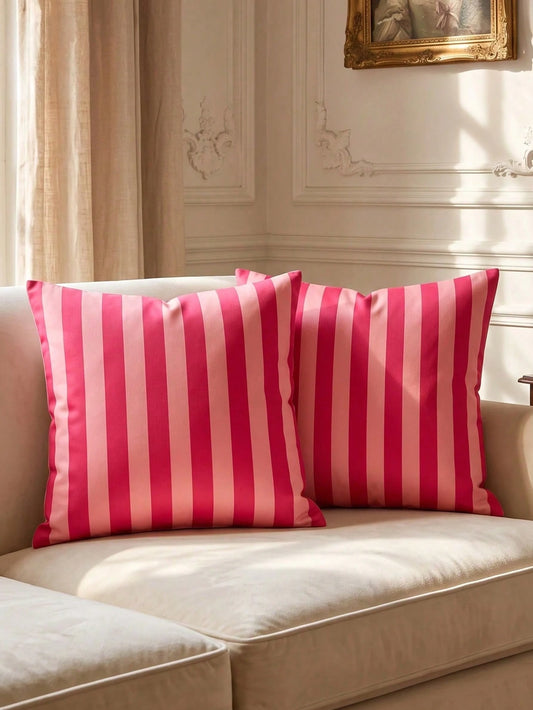 1/2/4pcs Striped Pillowcases, Cushion Covers, Bedding, Comfortable Easy-To-Care Pillowcases, Hair And Skin Care Pillowcases, Living Room Sofa Room Decor Pillowcases, Single-Sided Printed Design, No Pi