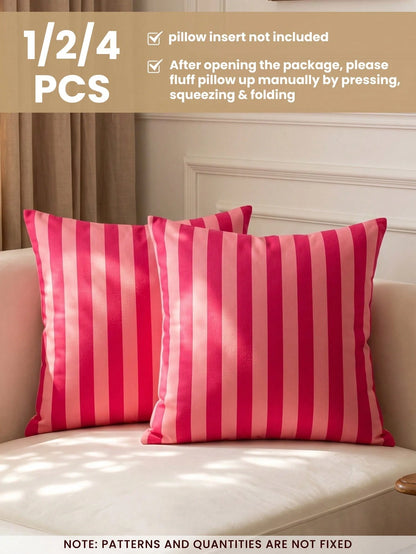 1/2/4pcs Striped Pillowcases, Cushion Covers, Bedding, Comfortable Easy-To-Care Pillowcases, Hair And Skin Care Pillowcases, Living Room Sofa Room Decor Pillowcases, Single-Sided Printed Design, No Pi