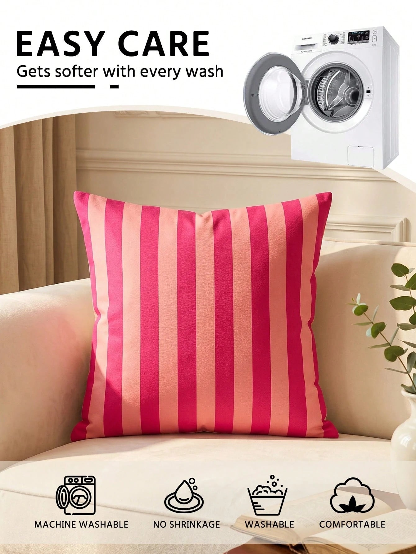 1/2/4pcs Striped Pillowcases, Cushion Covers, Bedding, Comfortable Easy-To-Care Pillowcases, Hair And Skin Care Pillowcases, Living Room Sofa Room Decor Pillowcases, Single-Sided Printed Design, No Pi
