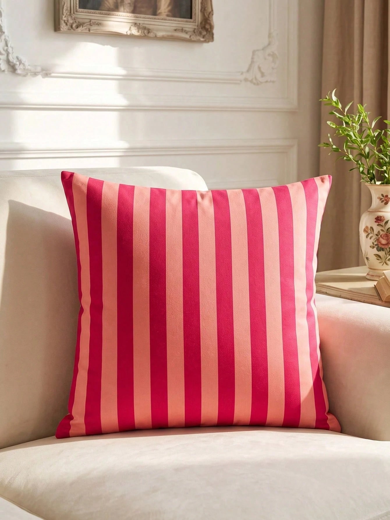 1/2/4pcs Striped Pillowcases, Cushion Covers, Bedding, Comfortable Easy-To-Care Pillowcases, Hair And Skin Care Pillowcases, Living Room Sofa Room Decor Pillowcases, Single-Sided Printed Design, No Pi