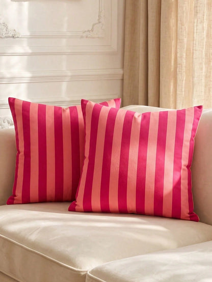 1/2/4pcs Striped Pillowcases, Cushion Covers, Bedding, Comfortable Easy-To-Care Pillowcases, Hair And Skin Care Pillowcases, Living Room Sofa Room Decor Pillowcases, Single-Sided Printed Design, No Pi