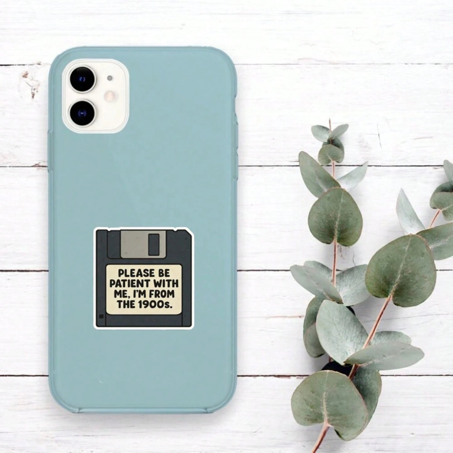 1/2/5pcs "Please Be Patient With Me, I'm From The 1900s" Retro Floppy Disk Sticker, Suitable For Water Bottle, Laptop,Phone Case,Tumbler,Car Window, Plastic, Glass, Metal