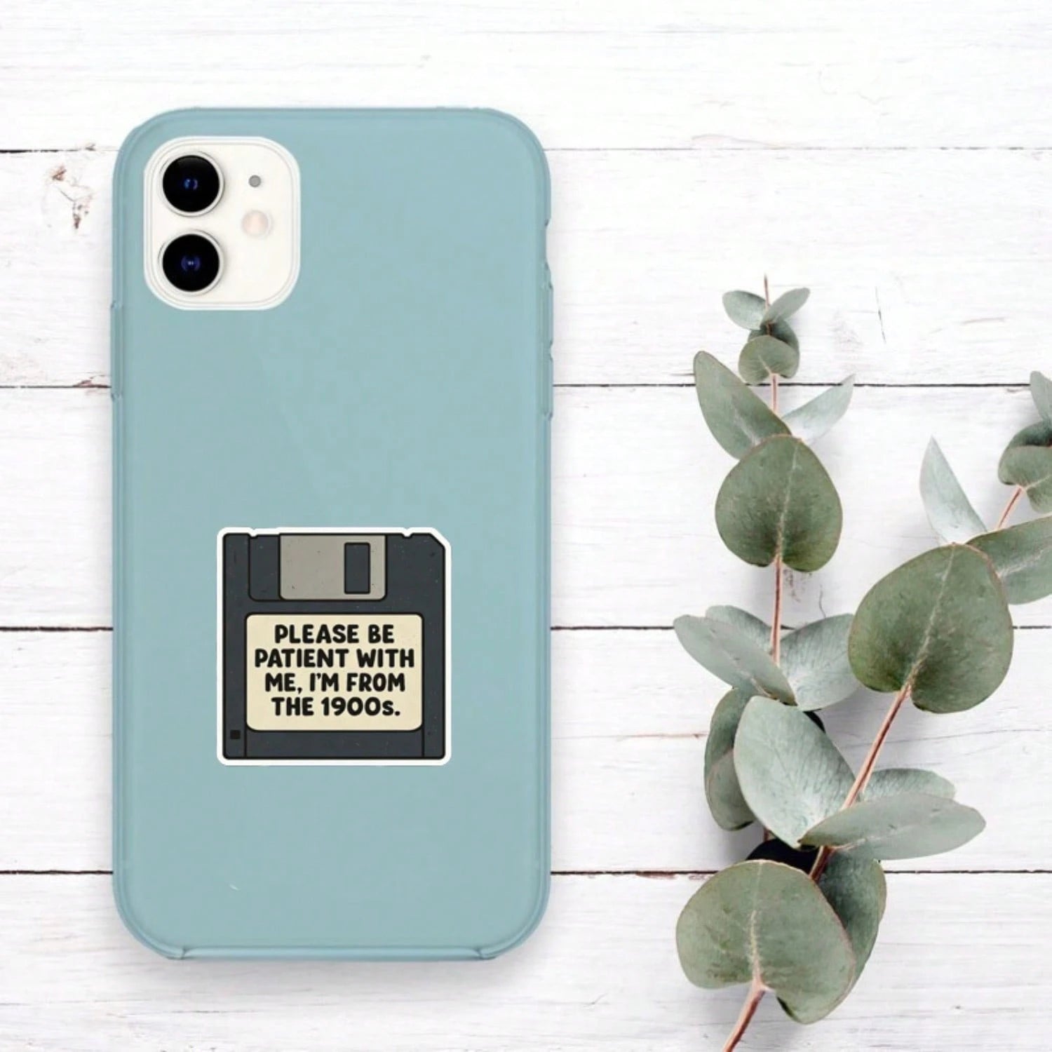 1/2/5pcs "Please Be Patient With Me, I'm From The 1900s" Retro Floppy Disk Sticker, Suitable For Water Bottle, Laptop,Phone Case,Tumbler,Car Window, Plastic, Glass, Metal