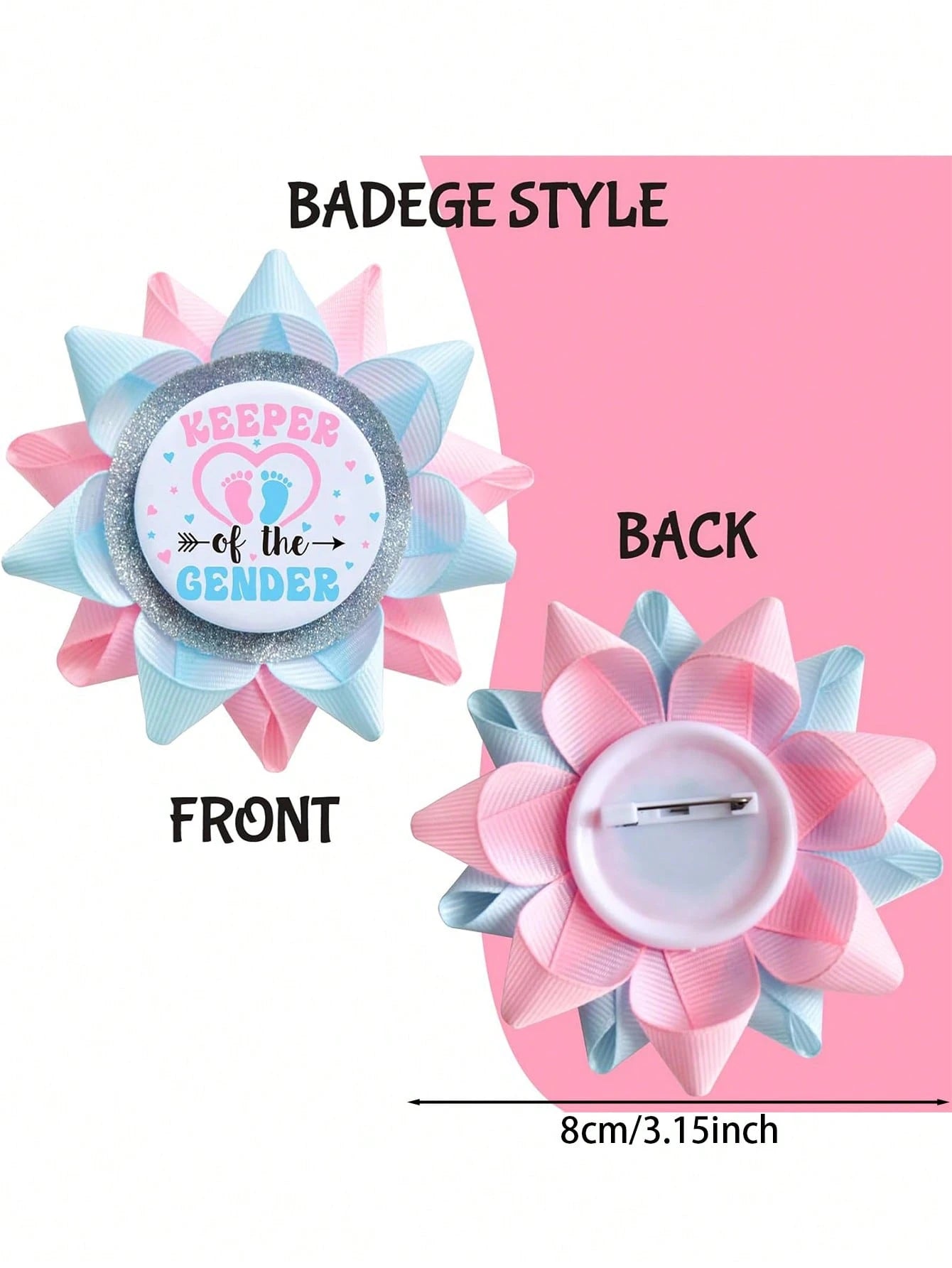 1/2 Gender Reveal Party Pins, Boy Or Girl Gender Reveal Party Brooch, Suitable For Baby Shower