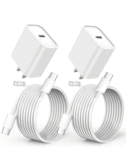 1-2 Set 30W Fast Charger Kit Compatible With IPhone 17 Pro Max/17 Pro/17/Air/16, 1 USB-C Wall Charger + 6.6Ft/200cm Type C To Type C Data Cable Compatible With IPhone 17 Series/// Etc.