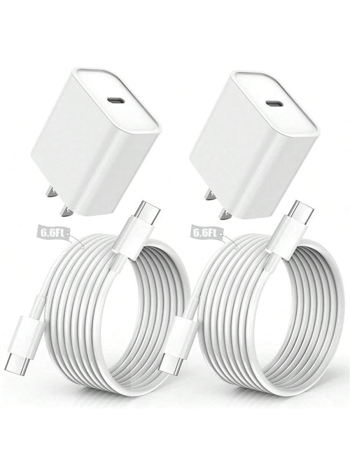 1-2 Set 30W Fast Charger Kit Compatible With IPhone 17 Pro Max/17 Pro/17/Air/16, 1 USB-C Wall Charger + 6.6Ft/200cm Type C To Type C Data Cable Compatible With IPhone 17 Series/// Etc.