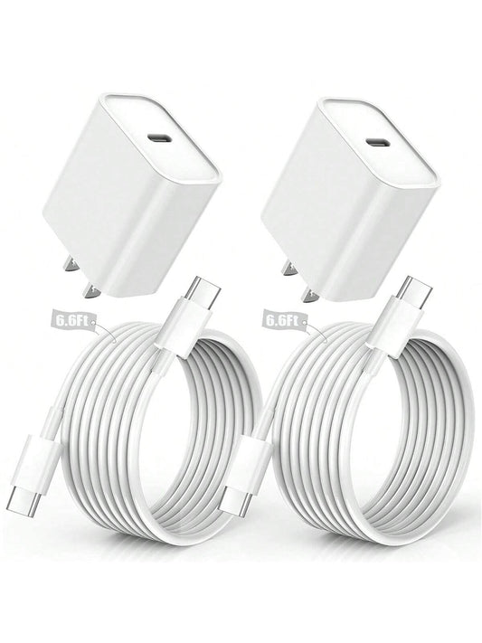 1-2 Set 30W Fast Charger Kit Compatible With IPhone 17 Pro Max/17 Pro/17/Air/16, 1 USB-C Wall Charger + 6.6Ft/200cm Type C To Type C Data Cable Compatible With IPhone 17 Series/// Etc.