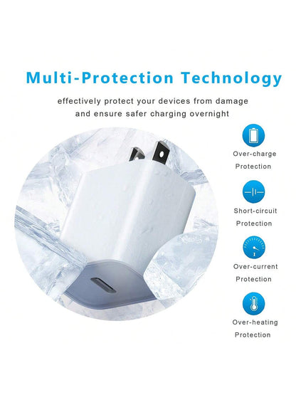 1-2 Set 30W Fast Charger Kit Compatible With IPhone 17 Pro Max/17 Pro/17/Air/16, 1 USB-C Wall Charger + 6.6Ft/200cm Type C To Type C Data Cable Compatible With IPhone 17 Series/// Etc.