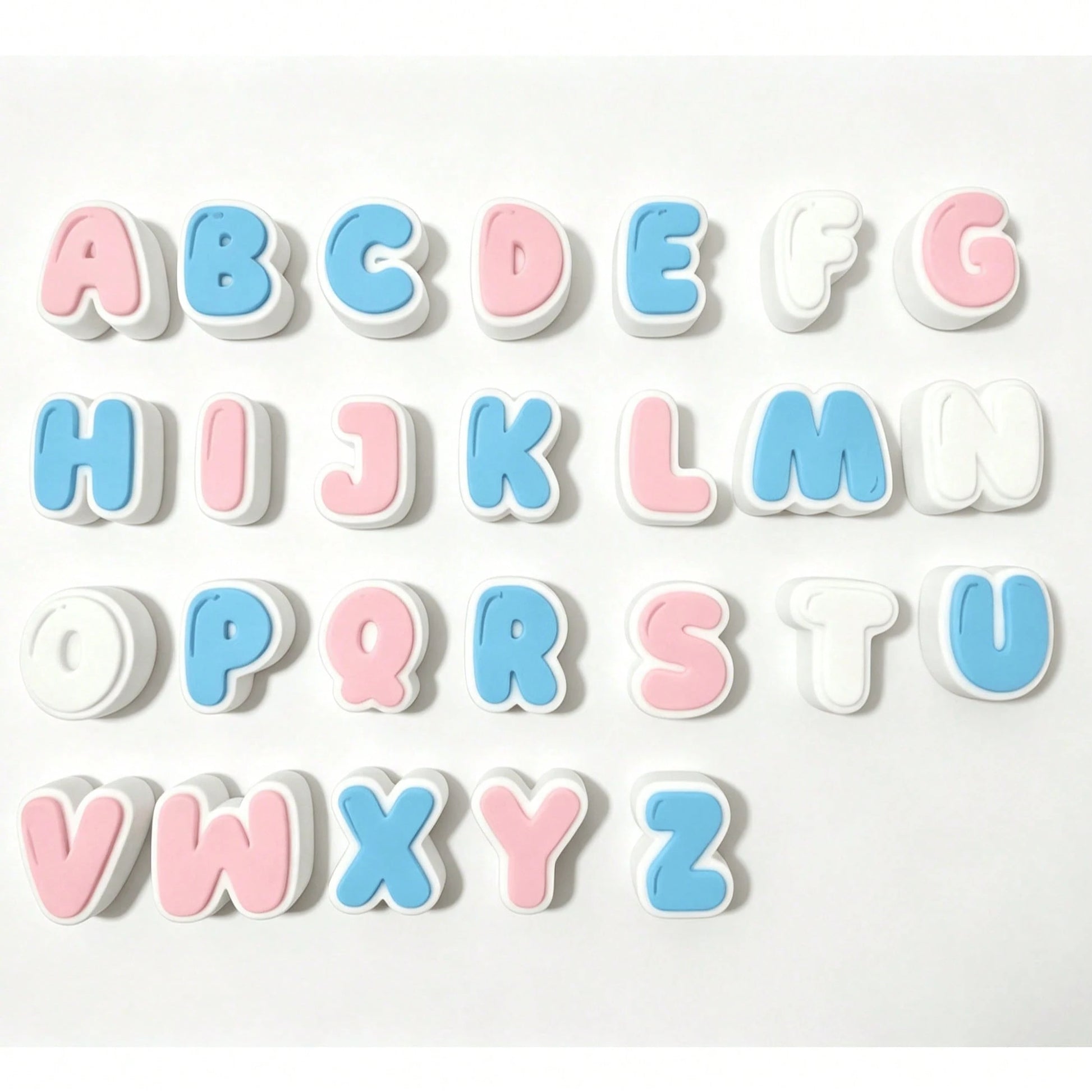 1/2 Set Dual-Color 3D Letter Perforated Beads, Macaron Pink Blue White Color Scheme Handmade Beading Material, Customizable Pet Name Collar And Handmade Bracelet Decorative Accessories, 3D Printed