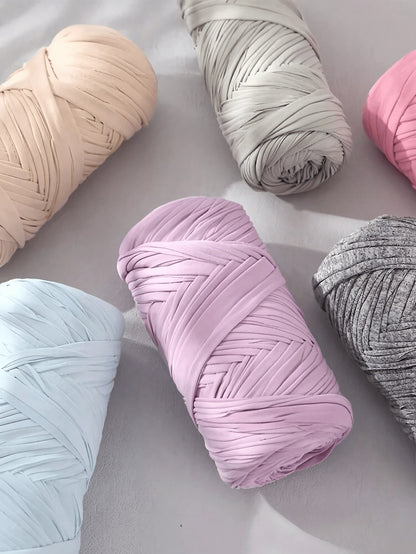1/2pcs (200g/400g), 200g High-Quality Elastic Yarn, Suitable For Hand-Knitting Bags, Baskets, Carpets, Shoes, Various Home Decor And DIY Crafts, Multiple Colors To Choose From