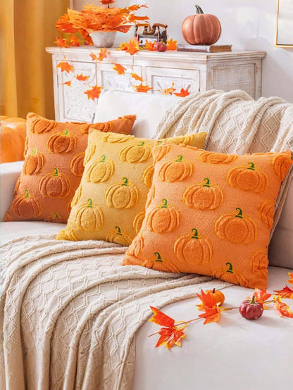 1/2pcs Autumn Pumpkin Orange Pillow Covers 18x18, Halloween Thanksgiving Indoor Decoration, Sofa Throw Pillow, Holiday Home Decor