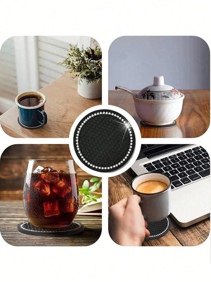 1/2pcs Car Cup Holder Coasters, Shiny Cup Holder Insert Coasters, Universal Car Anti-Slip Cup Holder Decorative Silicone Cup Mats, Car Interior Pad, 7cm/2.75" Soft Crystal Rhinestone Rubber Coaster Se