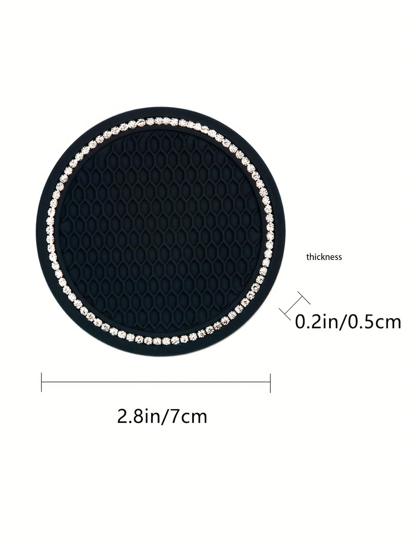 1/2pcs Car Cup Holder Coasters, Shiny Cup Holder Insert Coasters, Universal Car Anti-Slip Cup Holder Decorative Silicone Cup Mats, Car Interior Pad, 7cm/2.75" Soft Crystal Rhinestone Rubber Coaster Se