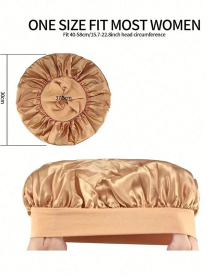 1/2pcs Silk Bonnet For Sleeping, Satin Hair Bonnets, Soft Elastic Band Silk Sleep Cap, Silk Hair Wrap For Curly Hair (Black Gold)