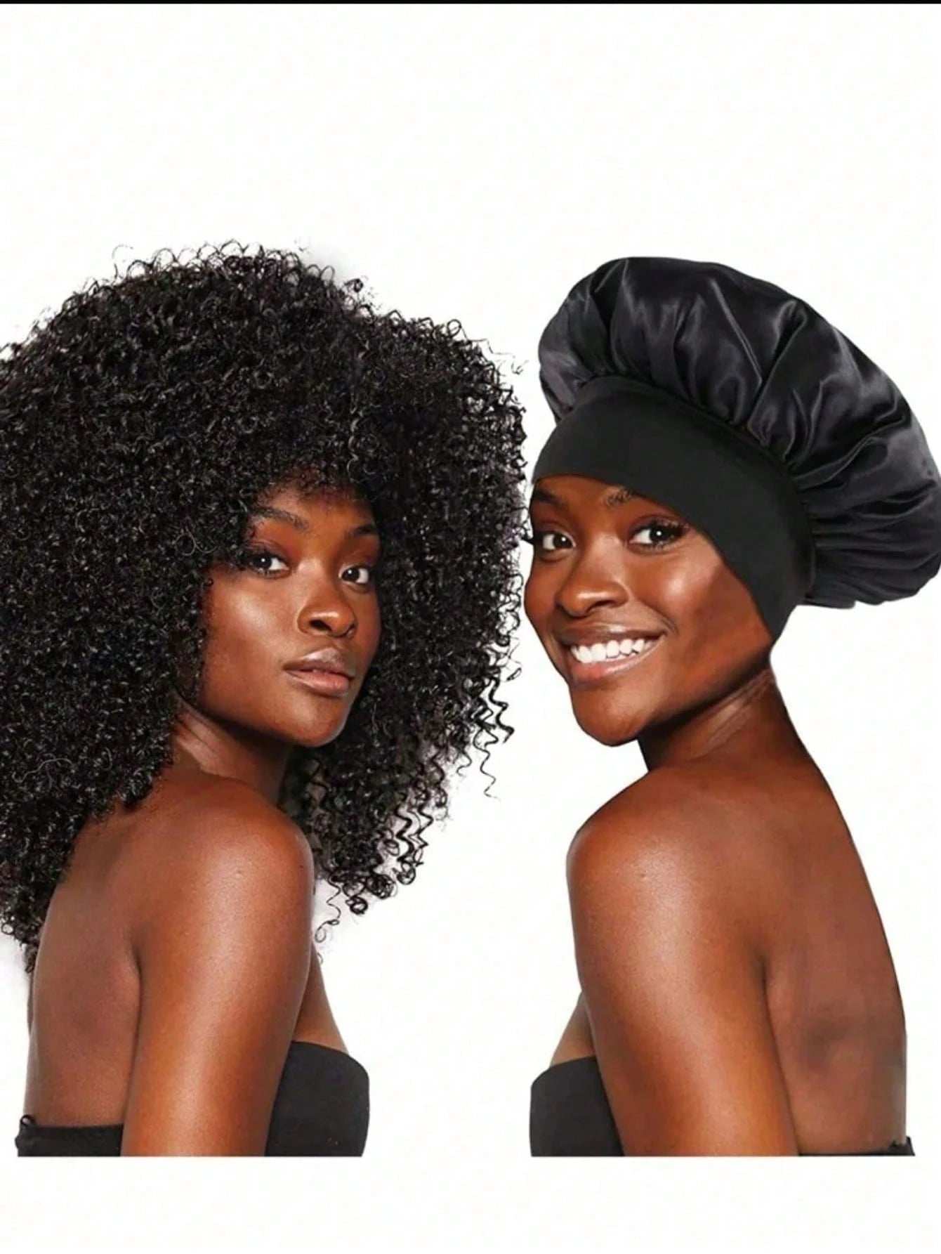 1/2pcs Silk Bonnet For Sleeping, Satin Hair Bonnets, Soft Elastic Band Silk Sleep Cap, Silk Hair Wrap For Curly Hair (Black Gold)
