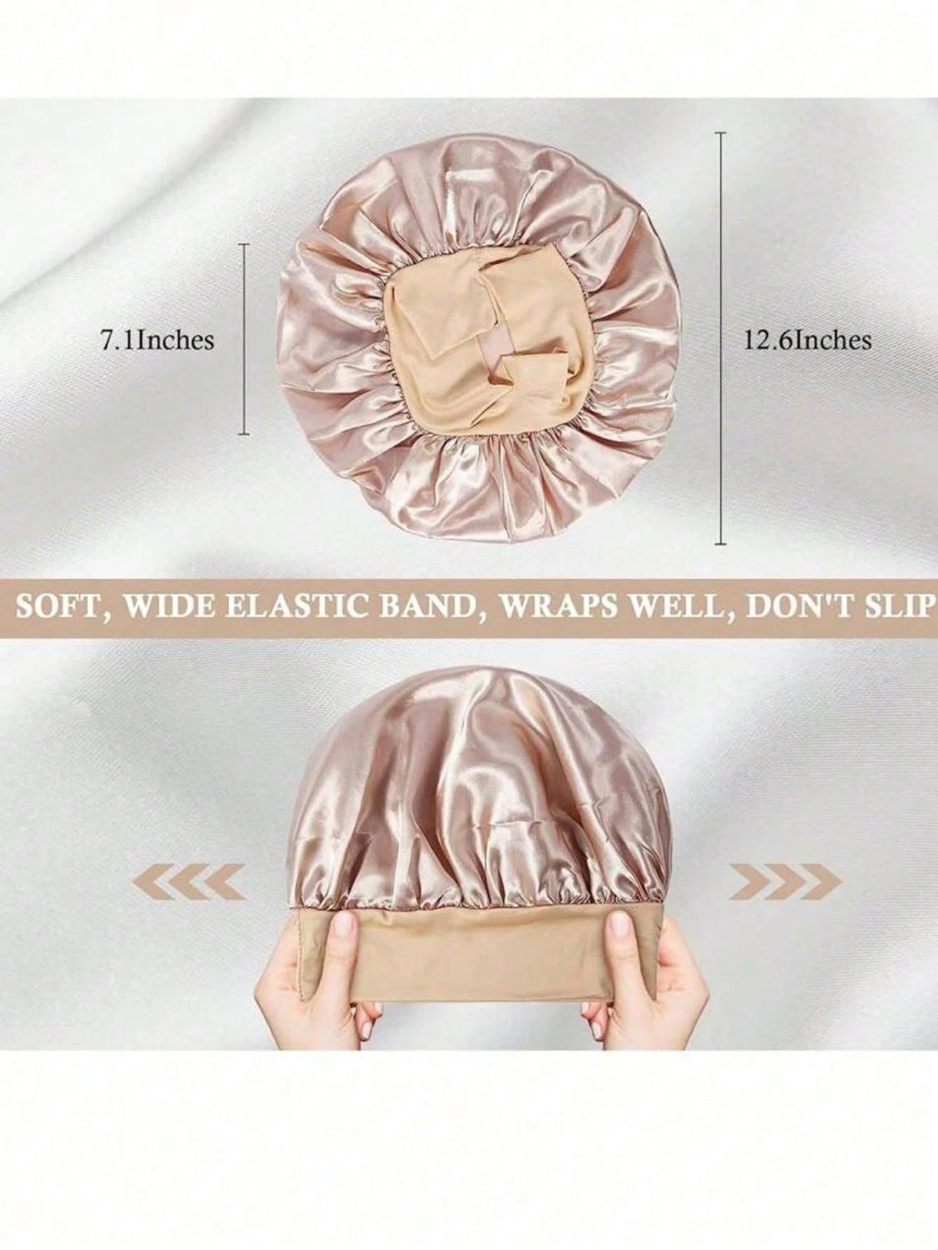 1/2pcs Silk Bonnet For Sleeping, Satin Hair Bonnets, Soft Elastic Band Silk Sleep Cap, Silk Hair Wrap For Curly Hair (Black Gold)