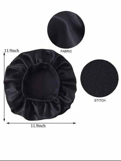 1/2pcs Silk Bonnet For Sleeping, Satin Hair Bonnets, Soft Elastic Band Silk Sleep Cap, Silk Hair Wrap For Curly Hair (Black Gold)