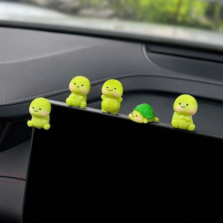 1/3/5pcs Mini Cute Turtle Car Decor, Adorable Car Ornament For Dashboard, Rearview Mirror, Computer Monitor, Desktop, Ideal Gift For Friends And Family, Comes With Adhesive (No Trace)
