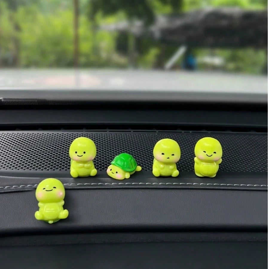 1/3/5pcs Mini Cute Turtle Car Decor, Adorable Car Ornament For Dashboard, Rearview Mirror, Computer Monitor, Desktop, Ideal Gift For Friends And Family, Comes With Adhesive (No Trace)
