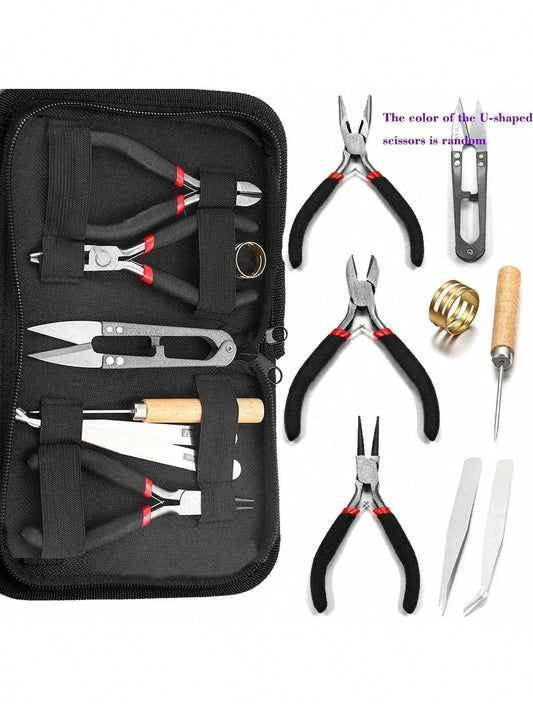 1/3/8pcs Jewelry Making Tools, Jewelry Pliers, Jump Ring Opener, Awl, Ruler, Ring Mandrel, Tweezers, For Jewelry Repair And Jewelry Making, Optional