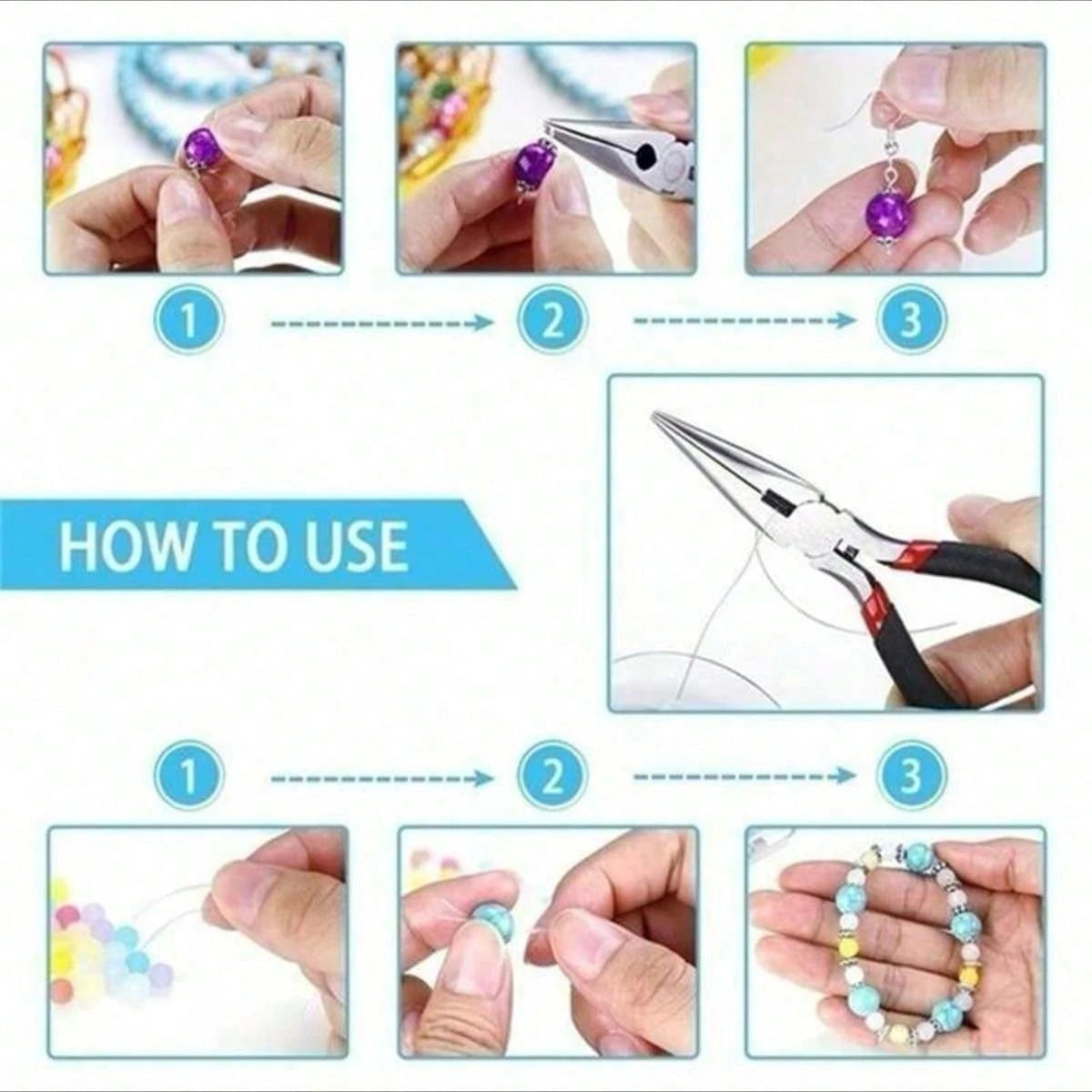 1/3/8pcs Jewelry Making Tools, Jewelry Pliers, Jump Ring Opener, Awl, Ruler, Ring Mandrel, Tweezers, For Jewelry Repair And Jewelry Making, Optional