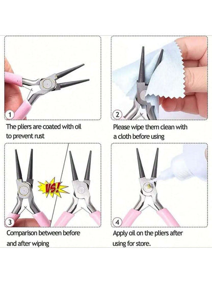 1/3 Pcs Jewelry Making Pliers Set- Needle, Chain And Round Nose Pliers, With Wire Cutter- Perfect For DIY Crafts, Beading And Repair