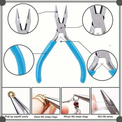 1/3 Pcs Jewelry Making Pliers Set- Needle, Chain And Round Nose Pliers, With Wire Cutter- Perfect For DIY Crafts, Beading And Repair
