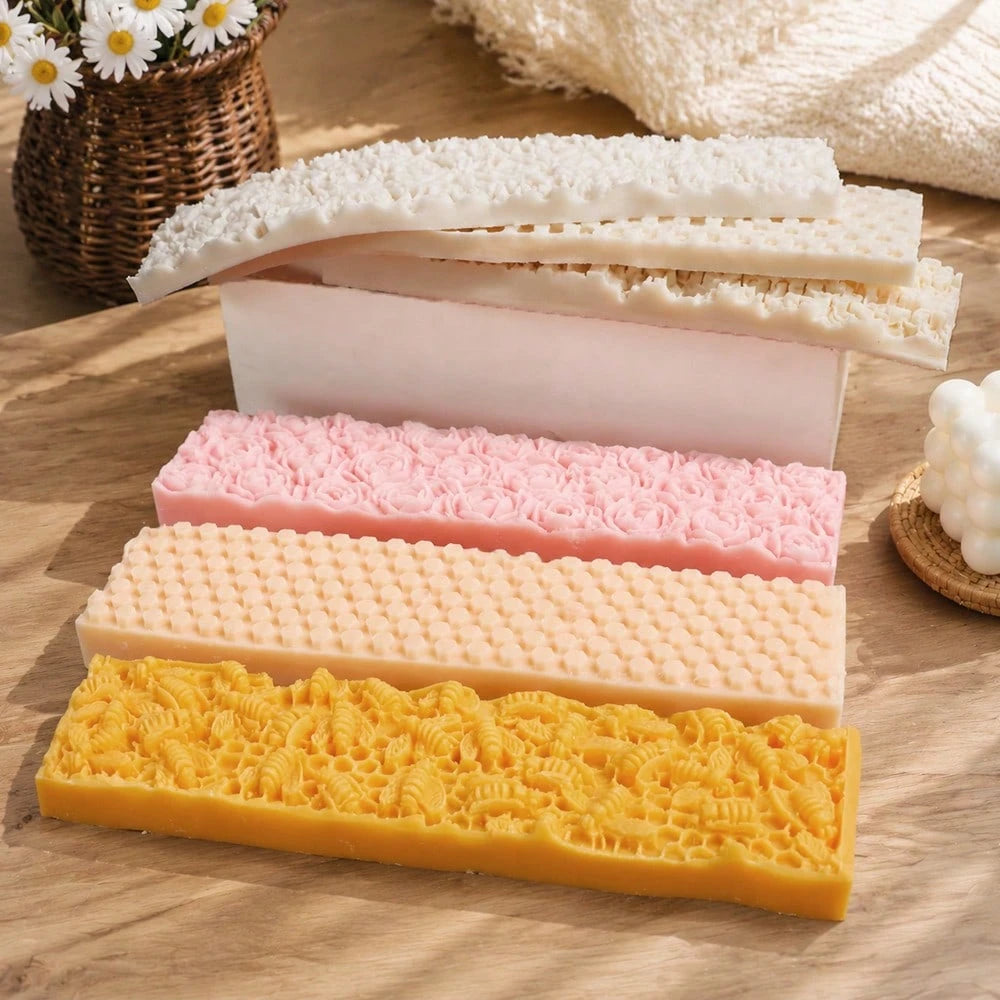 1/3PCS Silicone Soap Impression Mat For 1.2L Wooden Box Soap Mold Rose Flower Honeycomb Honey Bee Embossing Texture Liner DIY Handmade Soap Making Supplies