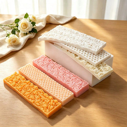 1/3PCS Silicone Soap Impression Mat For 1.2L Wooden Box Soap Mold Rose Flower Honeycomb Honey Bee Embossing Texture Liner DIY Handmade Soap Making Supplies