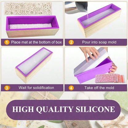 1/3PCS Silicone Soap Impression Mat For 1.2L Wooden Box Soap Mold Rose Flower Honeycomb Honey Bee Embossing Texture Liner DIY Handmade Soap Making Supplies
