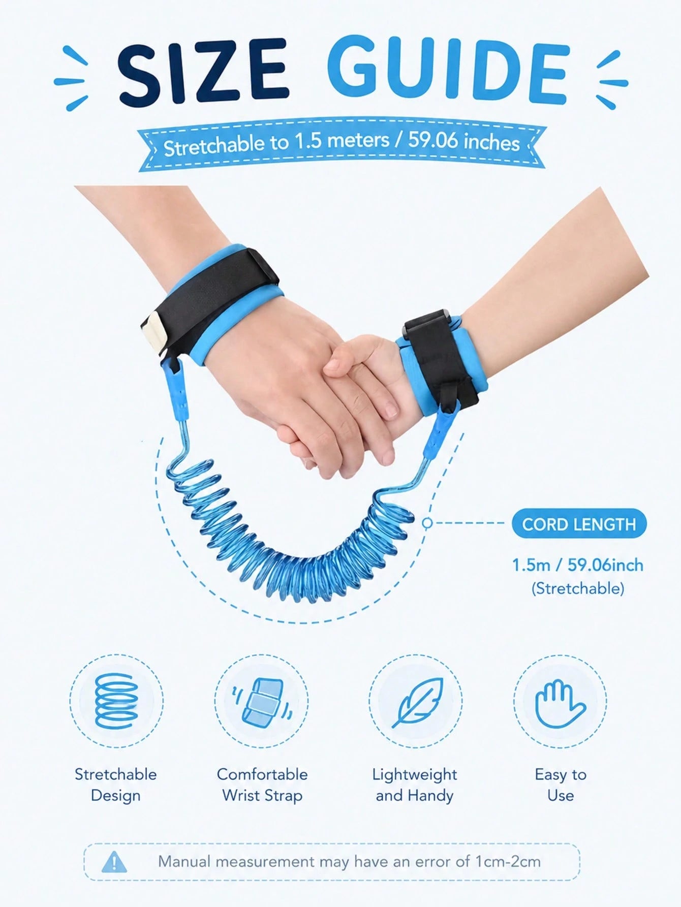 1.5M Children Anti-Lost Wrist Link Tether Strap, Random Color