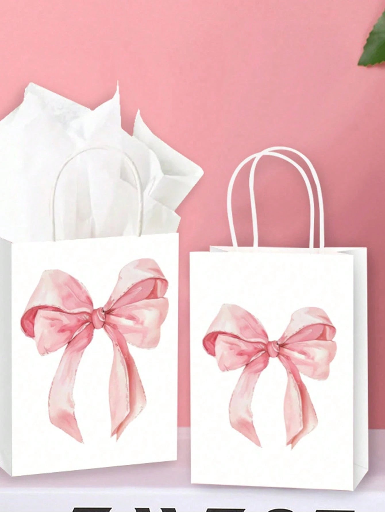 1/6/12pcs Pink Bow Themed Goodie Bags With Handles For Bachelorette, Birthday & Baby Shower Party Supplies