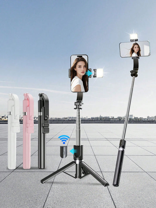 1.7m Long Remote Bluetooth Selfie Stick With Phone Holder, LED Light Design, Portable Tripod Handheld/Ground Selfie Stick, Extendable, 360° Rotation, Anti-Shake Foldable, Suitable For Outdoor Activiti