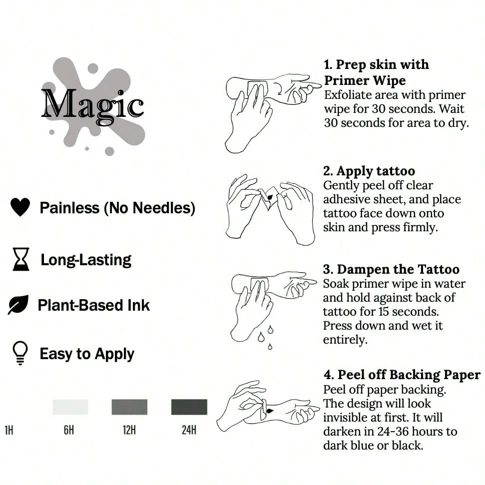1 Kit "Scattered Stars" New Technology Tattoo Sticker, Semi-Permanent, Celestial, Fairycore, Fine-Line, Magical Starbursts, Temporary Tattoo, Fake Tattoo, Waterproof & Long-Lasting Realistic Design, P