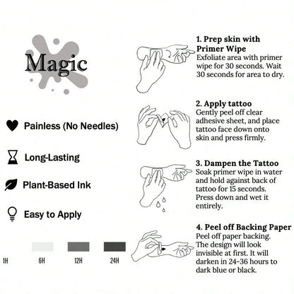 1 Kit "Scattered Stars" New Technology Tattoo Sticker, Semi-Permanent, Celestial, Fairycore, Fine-Line, Magical Starbursts, Temporary Tattoo, Fake Tattoo, Waterproof & Long-Lasting Realistic Design, P