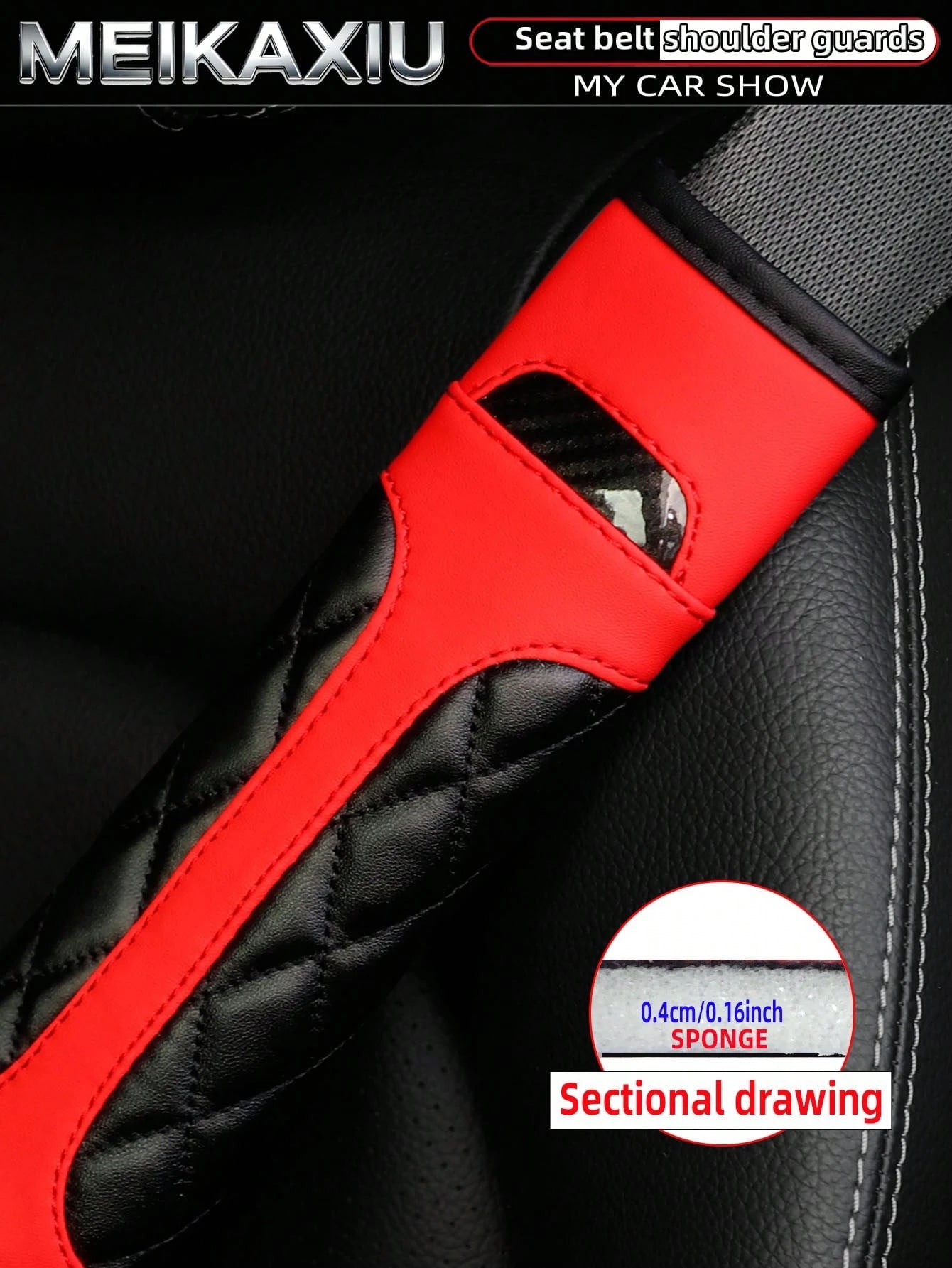 1 Or 2 Crystal Carbon Fiber PU Embroidered Leather Car Shoulder Pads Safety Belt Decorations Universal Car Decorative Items For Women