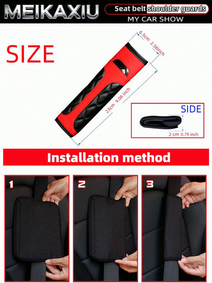 1 Or 2 Crystal Carbon Fiber PU Embroidered Leather Car Shoulder Pads Safety Belt Decorations Universal Car Decorative Items For Women