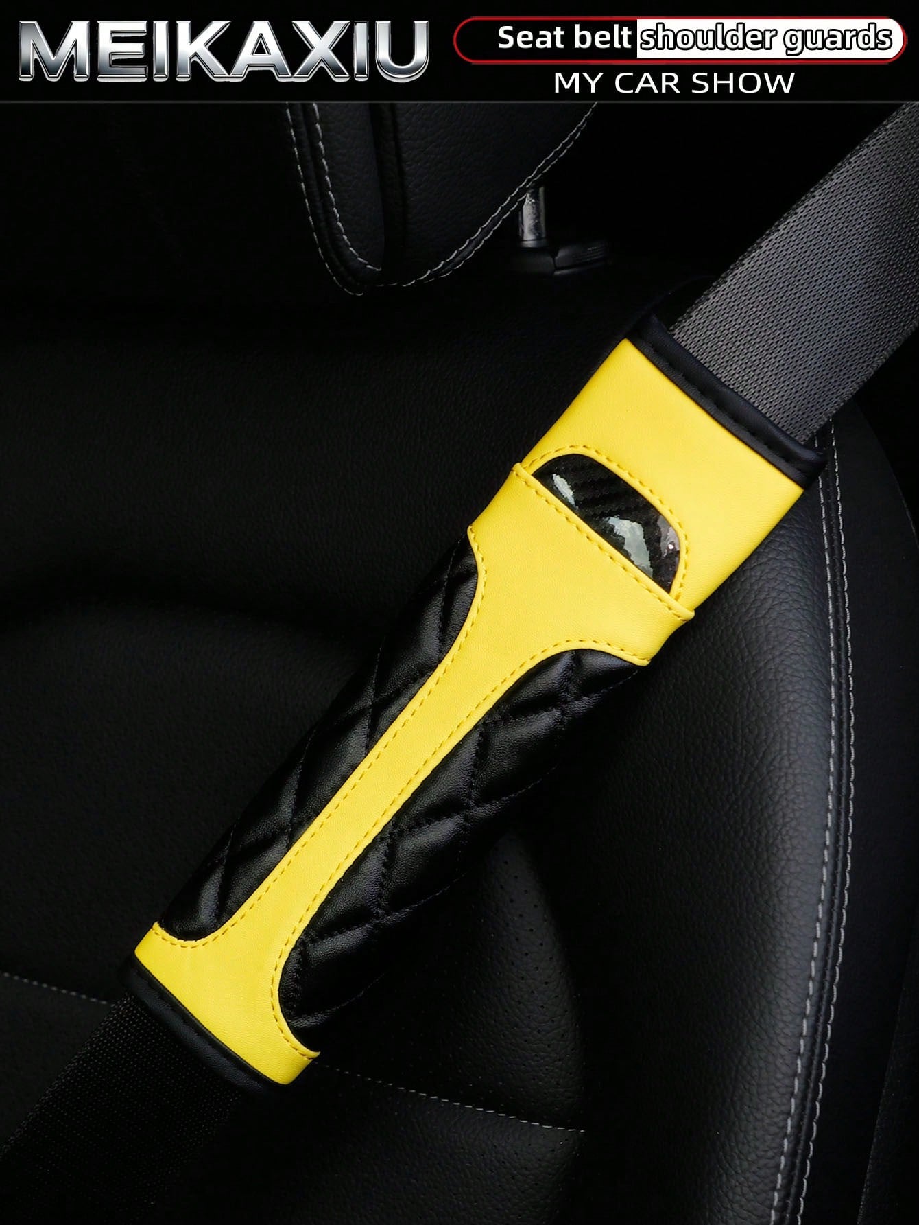 1 Or 2 Crystal Carbon Fiber PU Embroidered Leather Car Shoulder Pads Safety Belt Decorations Universal Car Decorative Items For Women