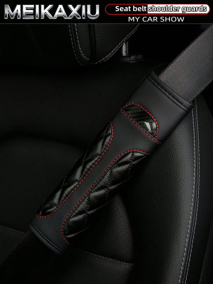 1 Or 2 Crystal Carbon Fiber PU Embroidered Leather Car Shoulder Pads Safety Belt Decorations Universal Car Decorative Items For Women