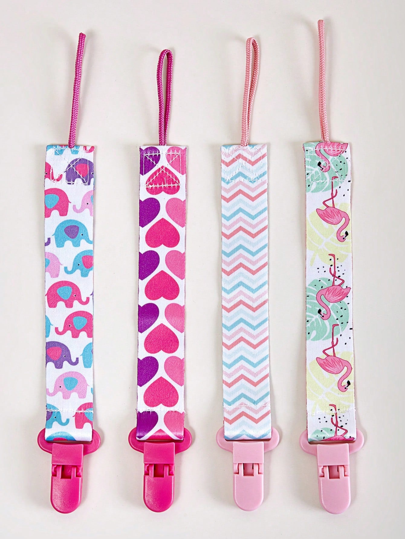 1 Or 4 Pcs/Set Double-Sided Floral Pacifier Clips, Baby Girl Teether Lanyard Anti-Lost Clips, Pacifier Holder Chain Clips, Patterns Randomly Assorted