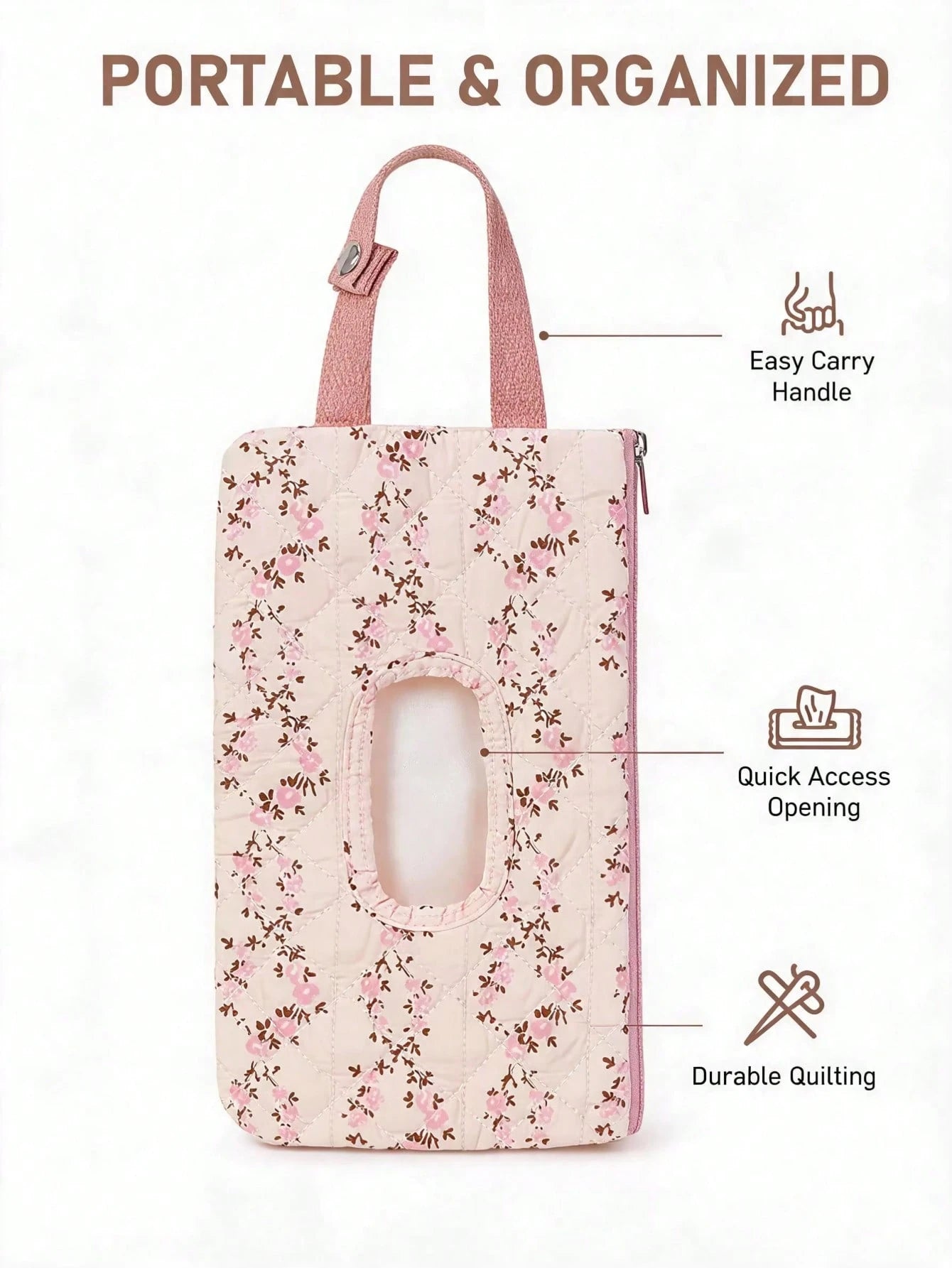 1 Pack Baby Stroller Wet Wipes Hanging Bag- Portable Diaper Wet Wipes Paper Towel Storage Bag, Baby Essential Organizer